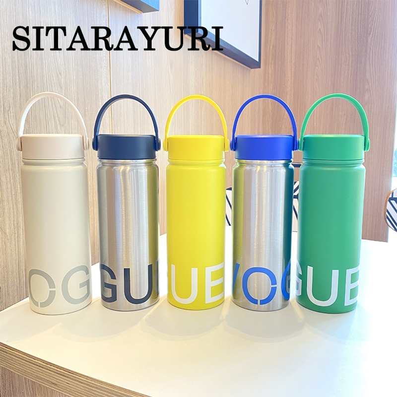 SITARAYURI แก้วเก็บอุณหภูมิ กระบอกน้ำหูหิ้วซิลิโคน เก็บได้ทั้งร้อนและเย็น ขนาด 550ml สแตนเลส 304