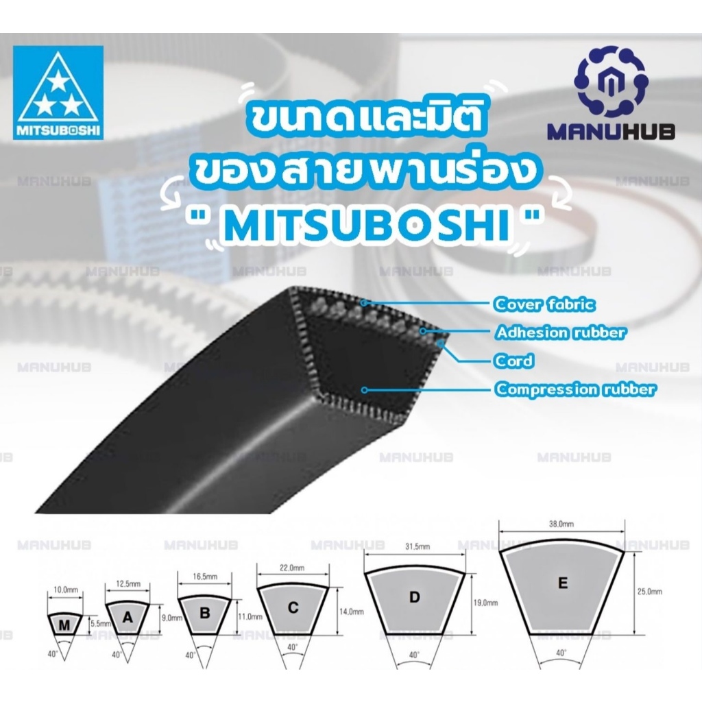 สายพาน Mitsuboshi A 51,A 52,A 53,A 54,A 55,A 56,A 57,A 58,A 59,A 60,A 61,A 62,A 63, A 64, A 65, A 66, A 67, A 68, A 69 - รูปที่ 3