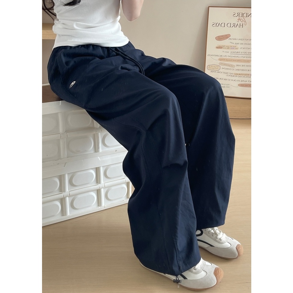 ชุดเอี๊ยมย้อนยุคสไตล์อเมริกัน กางเกงลำลองผู้หญิง หลวม ผ้าร่ม - รูปที่ 7