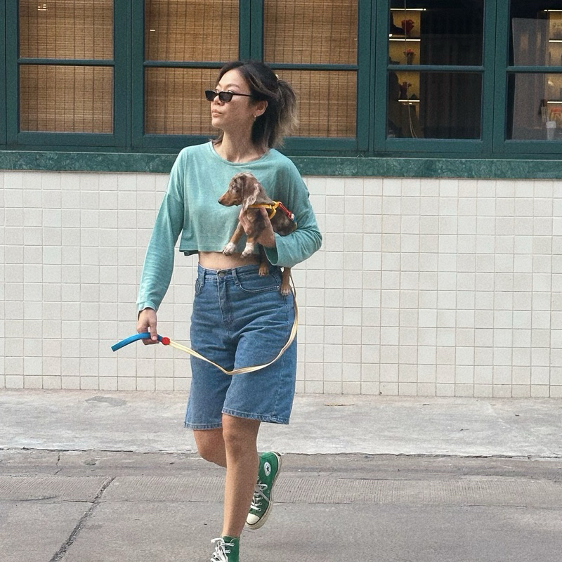 Pastelsmotel - Smoky basic. เสื้อครอปทรงกว้าง แขนยาว ใส่สบาย ผ้ายืดนุ่มนิ่ม