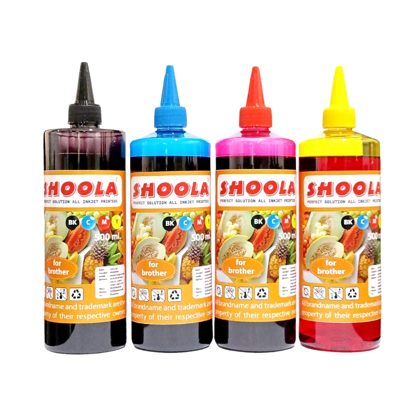 หมึกเติม SHOOLA Inkjet Refill For Brother เกรดพรีเมี่ยม สำหรับเติมเครื่องพิมพ์อิงค์เจ็ท Brother (บราเทอร์) ขนาด 500ml.
