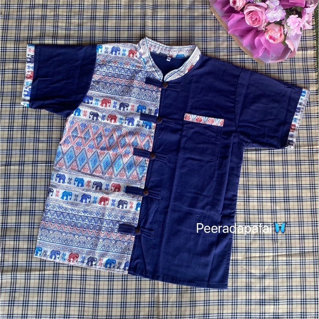 เสื้อผ้าฝ้ายแต่งลายไทยเสื้อคอจีนกระดุมหน้า รูปที่ 7