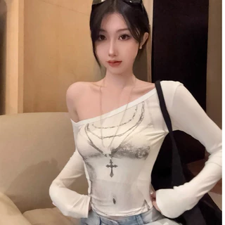Rita พร้อมส่ง🎀เปิดไหล่ เสื้อยืดผู้หญิง แขนยาว สไตล์คาวาอี้ สไตล์เกาหลี น่ารักๆ สุดเซ็กซี่🔥จับแมทซ์ได้ง่าย ผ้านิ