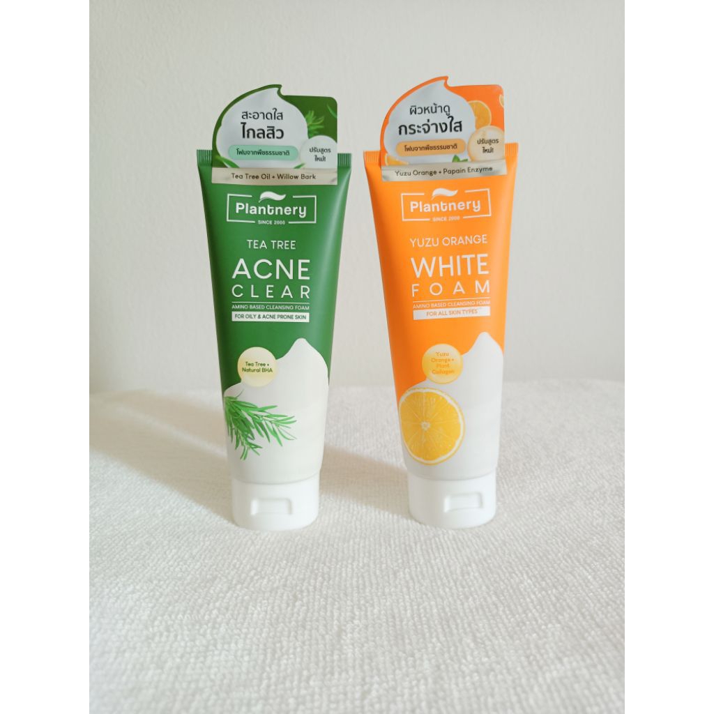 Plantnery Tea Tree Acne Clear 100 g. Plantnery Yuzu Orange White Foam 100 g.