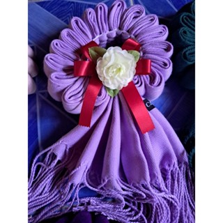 มาลัยผ้าคลุมไหล่ใส่ถุงแก้วพร้อมดอกไม้ฟรีแท็กthankyou แทนคำขอ…