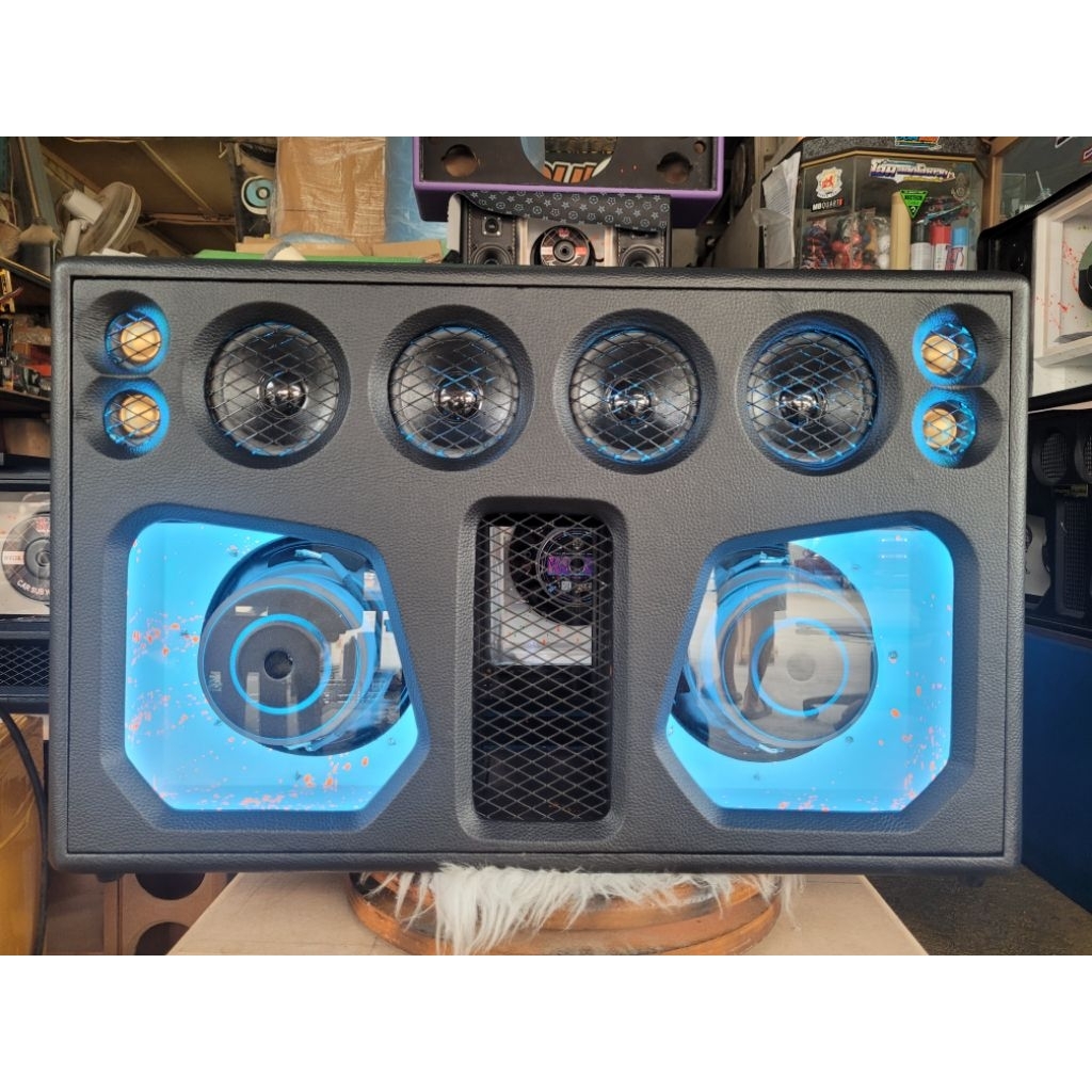 โปร8"คู่ Bluetooth DIY แม่เหล็ก 2 ชั้นโครงปั๊มนุ่มลอยแยกแอมป์ 2 ตัว400w+600w(แบต6S15A.)กลาง4"×4แหลม2"×2