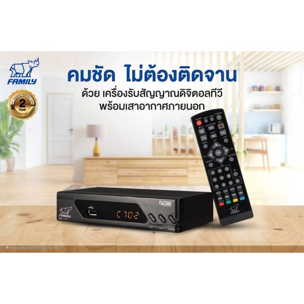 Family เครื่องรับสัญญาณดิจิตอลทีวี  F-Visual  พร้อมจอแสดงผล