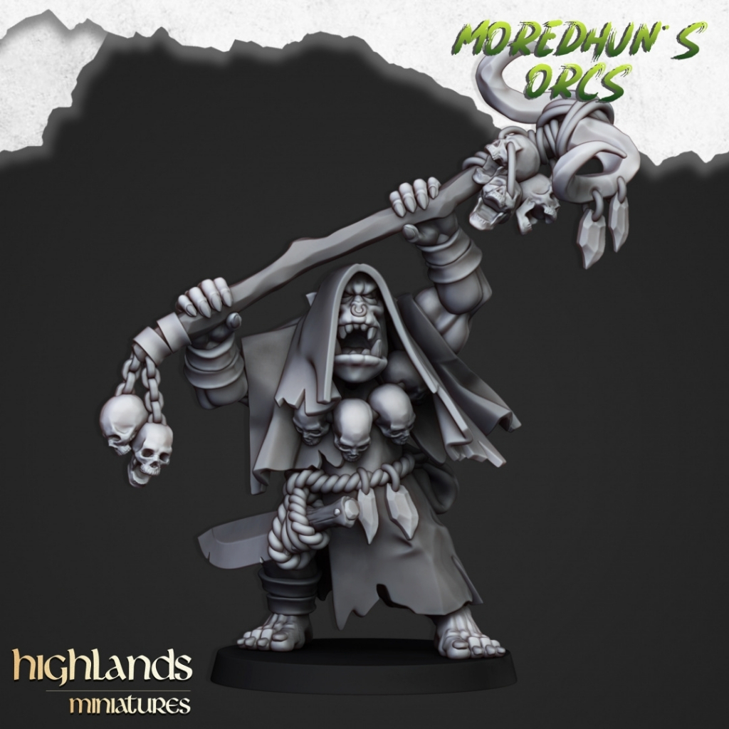 Great Orc Shaman - Moredhun's Orcs - Humanoid Orc / 32mm scale 3D printed miniature HLM