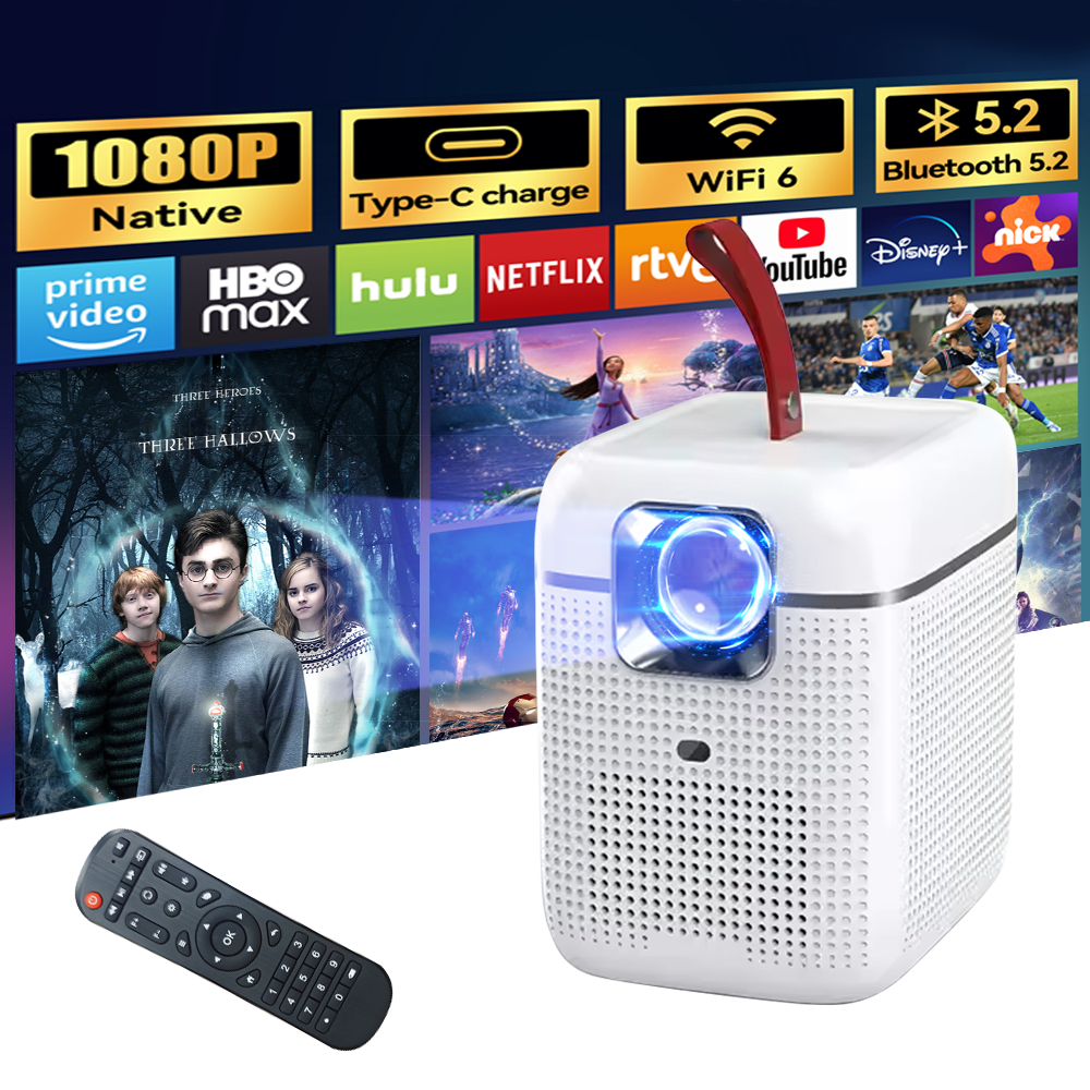 เครื่องฉายภาพคุณภาพสูง 4K โปรเจคเตอร์ T6 H713 HD พกพา Android 11 โปรเจคเตอร์สมาร์ทมินิสำหรับใช้ในบ้าน 200 ลูเมน รุ่น