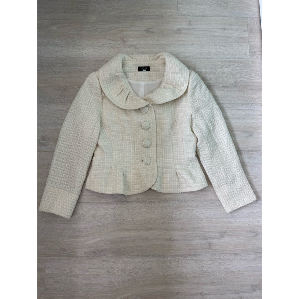 ✅มือ2✅Tweed•Jacket•คอบัวสีครีม