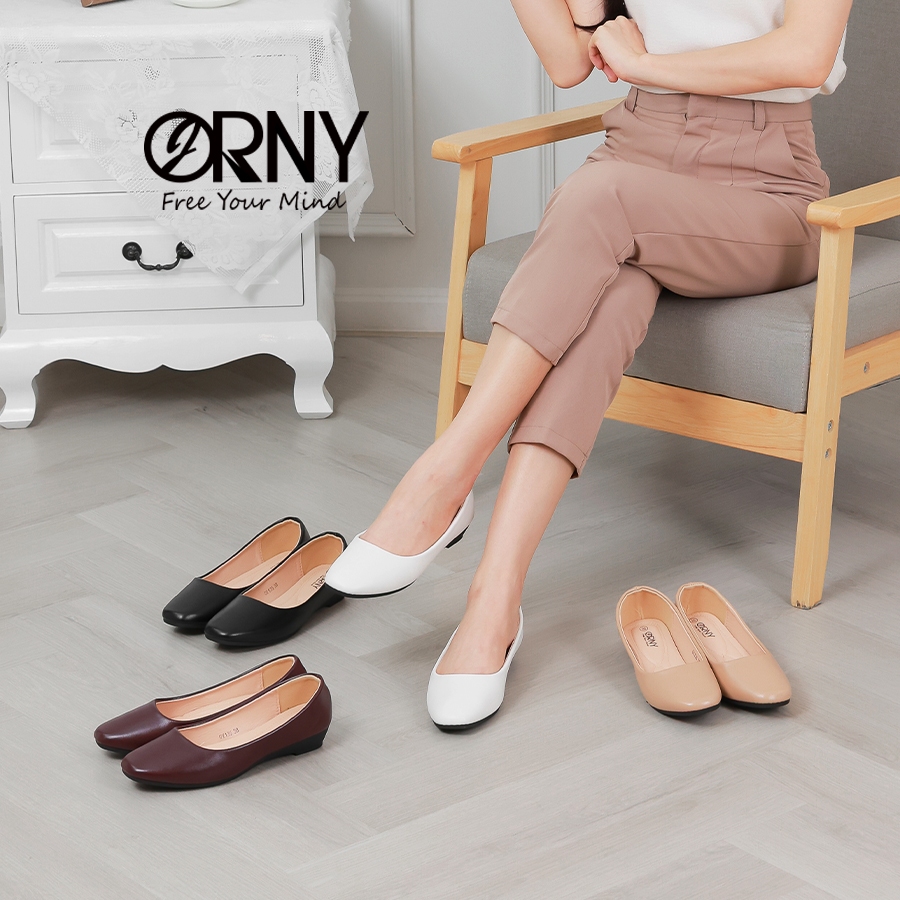 มีไซส์ 42 ✨ ORNY(ออร์นี่) ® รองเท้าคัชชูส้นสูง หนังนิ่มมาก OY135 (1 นิ้ว)