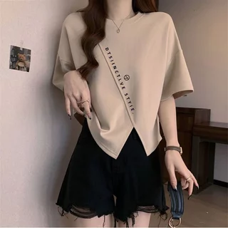 เสื้อครอปสาวอวบน่ารัก oversize เสื้อผ้าคนอ้วนไซส์ใหญ่ เสื้อยืดแขนสั้นแบบหลวมผู้หญิงแฟชั่นมาใหม่สวยๆ สกรีนลายวินเทจ ลำลอง