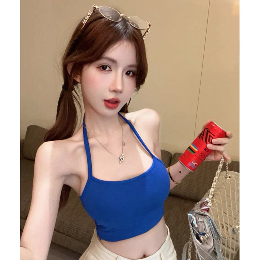 🍓MKL🍓 เสื้อคล้องคอ แฟชั่น สายเดี่ยว ดีเทลสายห้อยคอ มีฟองน้ำในตัวเสื้อผู้หญิง ใส่เที่ยว ออกกำลังกายน่ารักมาก#J524 - รูปที่ 6