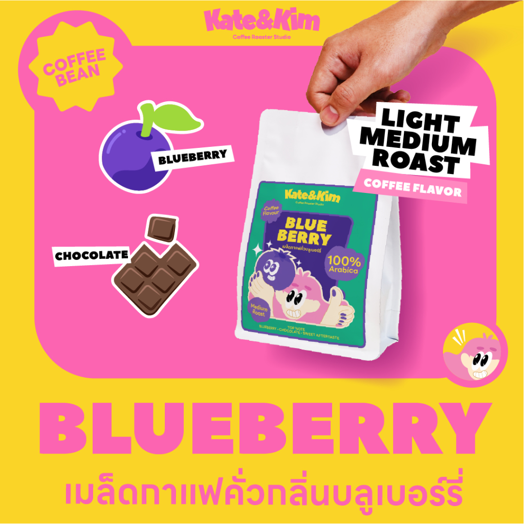 เมล็ดกาแฟคั่ว "บลูเบอร์รี่มิวล์เชค" ( Kate & Kim ) Blueberry Milk Shake Coffee Bean