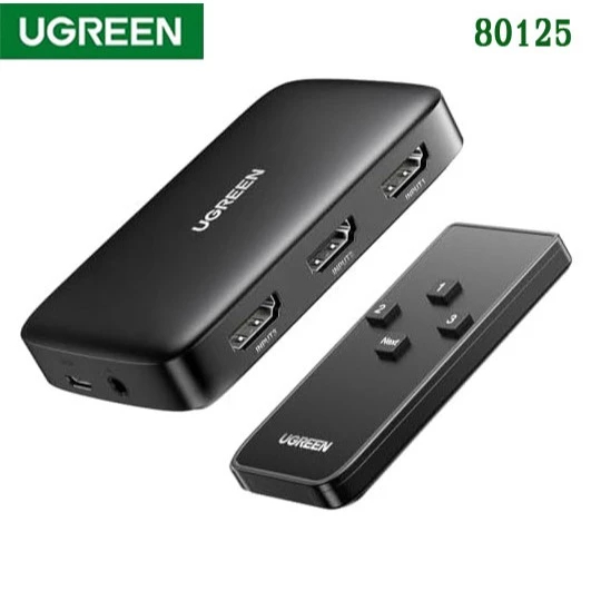 UGREEN (80125) HDMI Switch 3 in 1 Out 4K HDMI Switcher Splitter with Remote Control Support 4K 30Hz 3D HD 1080P - CM332