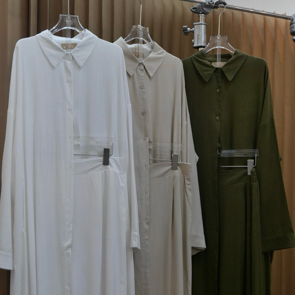 NEW •  WAROSE SET CARDIGAN ABAYA STYLE • ชุดเซ็ตกางเกงมาใหม่ เสื้อเชิ้ตคลุมยาว กระดุมหน้า เนื้อผ้าลินิน - รูปที่ 7