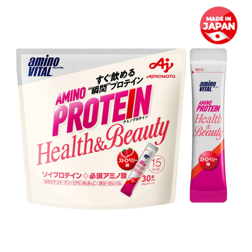Ajinomoto Amino Vital for Women - Strawberry Flavor, 30 Stick Packs (Pouch) | Amino Acids, BCAA, EAA
