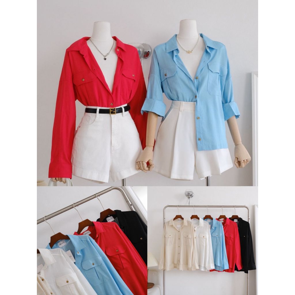 •PRISANA• PSN 72108 เสื้อเชิ้ตแขนยาวผ้าลินินญี่ปุ่นแท้ ผ้าเกรดเนื้อแพงสุด ใยผ้าธรรมชาติ ใยผ้าเหนียว