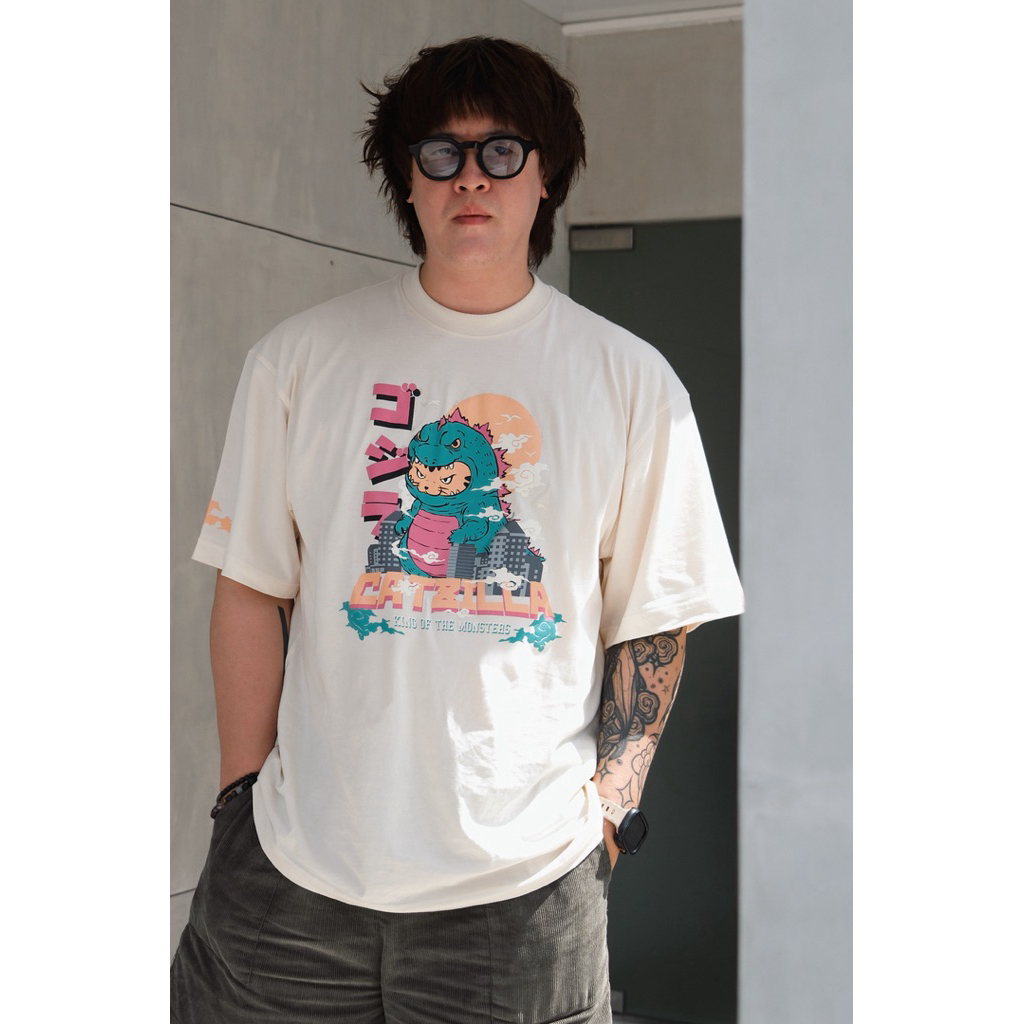 Cat zilla - Oversize tees (Bone)