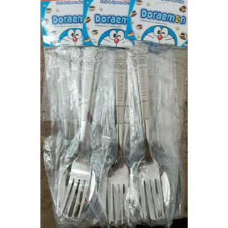 ช้อนส้อม ช้อน+ส้อมการ์ตูน ช้อนส้อมโดเรม่อน 1 คู่
