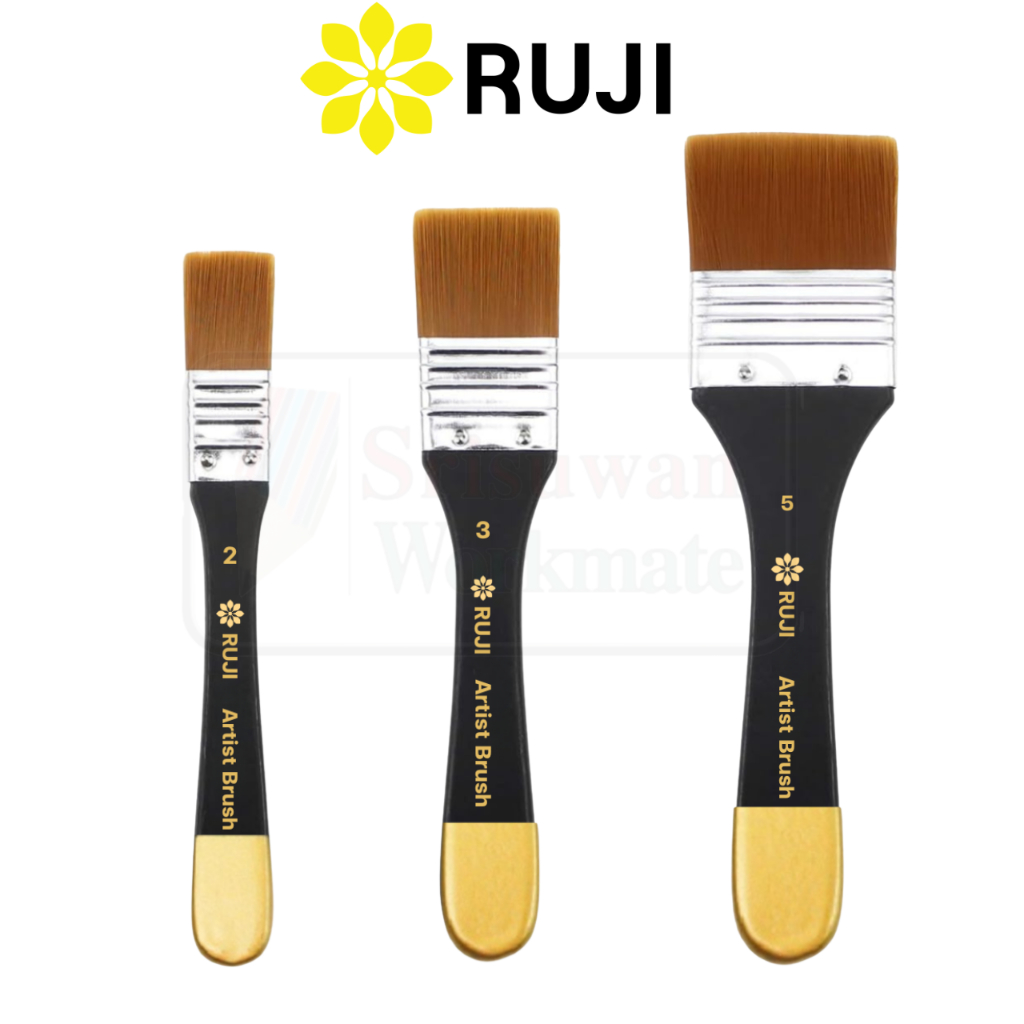 RUJI แปรงขนทอง อาร์ทติสเกรด ด้ามไม้แท้ Golden syn Brush พู่กันสีอะคริลิค พู่กันสีน้ำมัน พู่กันแปรง เกรดสตูดิโอ รุจิ