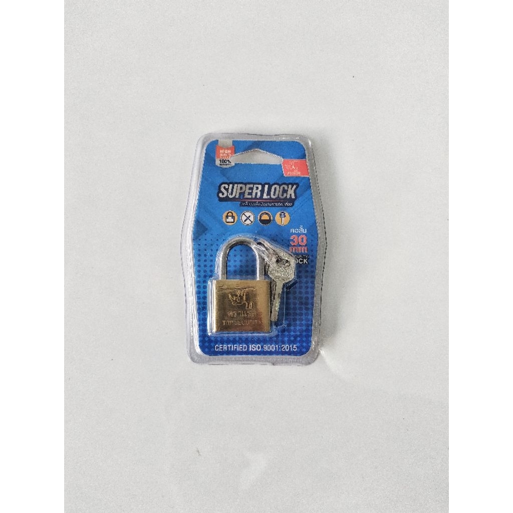 แม่กุญแจสีทอง คอสั้น 30 มม.S ตราแรด