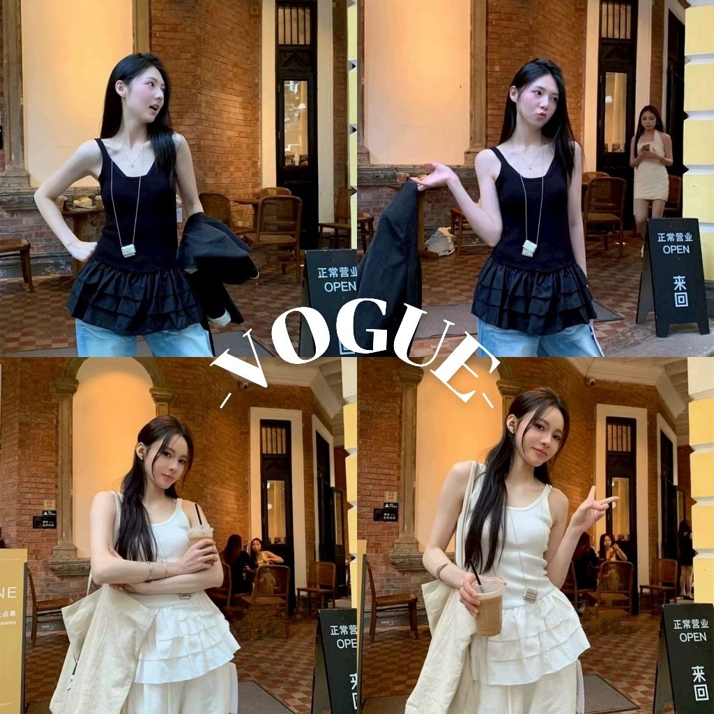 Vogue🌟พร้อมส่ง🌟 มินิเดรส ไหมพรม ดีเทลแต่งปลายน่ารักสีพื้น (J197)