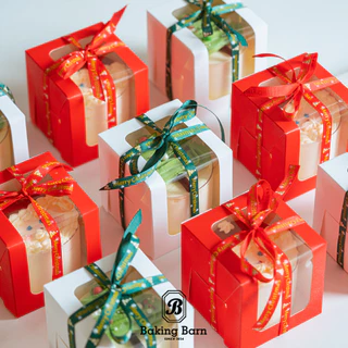 Baking barn (10ชิ้น/แพ็ค) กล่องเค้ก หน้าต่างใส Cake box กล่องเค้กชิ้น กล่องใส่ขนม
