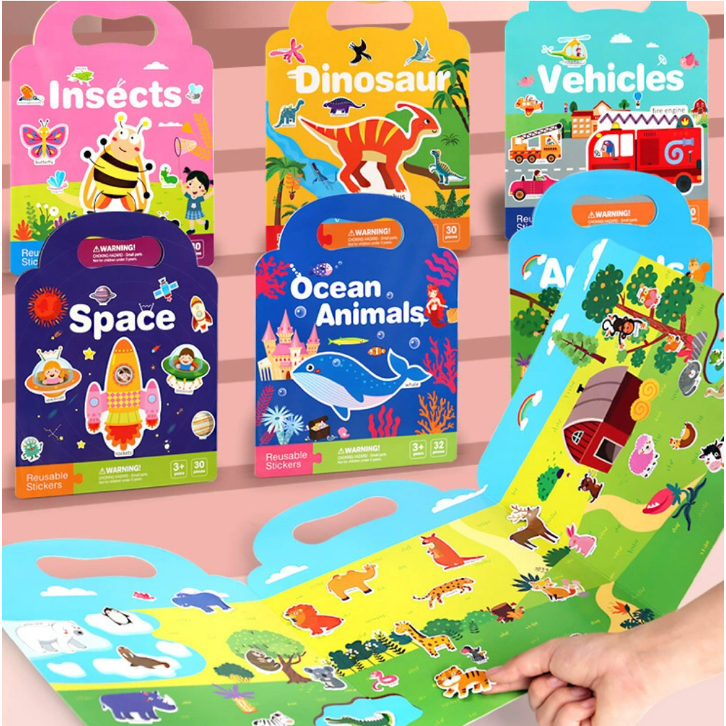 (พร้อมส่ง) Sticker Board สมุดสติ๊กเกอร์ สติ๊กเกอร์กันน้ำ สติ๊กเกอร์ติดซ้ำได้ ของเล่นเด็กเสริมพัฒนาการ