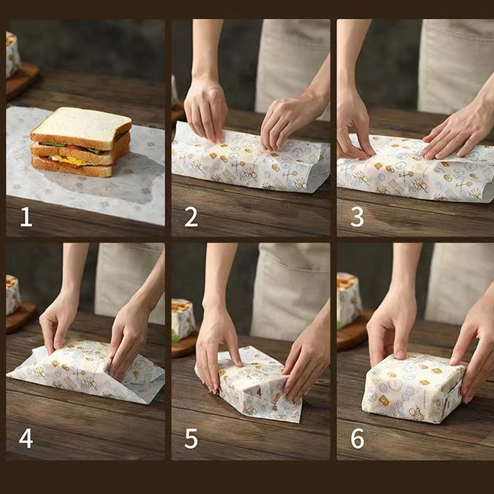 BLIVO กระดาษห่อแซนวิช (100ใบ/แพ็ค)ขนาด 28*38 ซม. ห่อเบอร์เกอร์ เบเกอรี่ ห่ออาหาร และรองอาหาร - รูปที่ 4