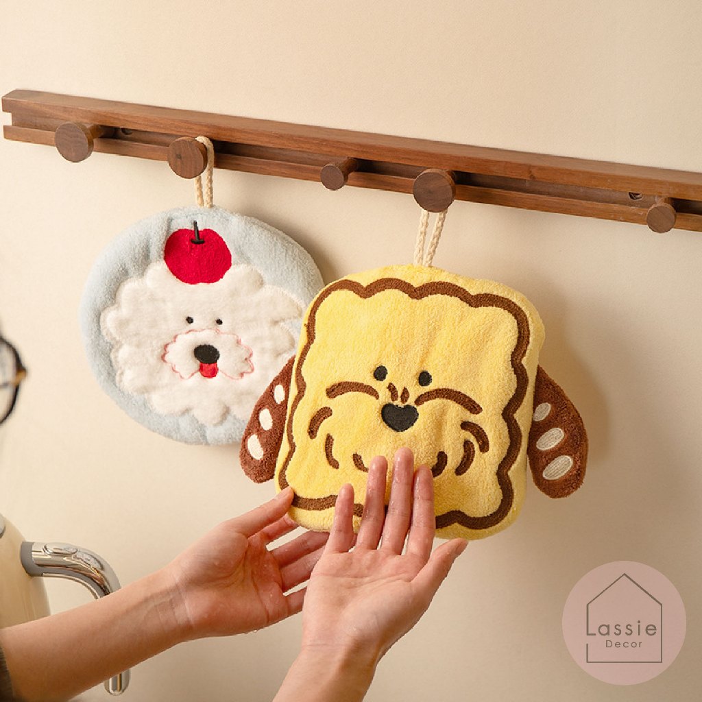 NEW 🍉ผ้าเช็ดมือแขวน Puppy Blossom Pastel น้องน่ารักฟูฟ่อง ลายน่ารักเกินต้าน นุ่มละมุนซับน้ำได้ดี 🥤LassieDecor - รูปที่ 7