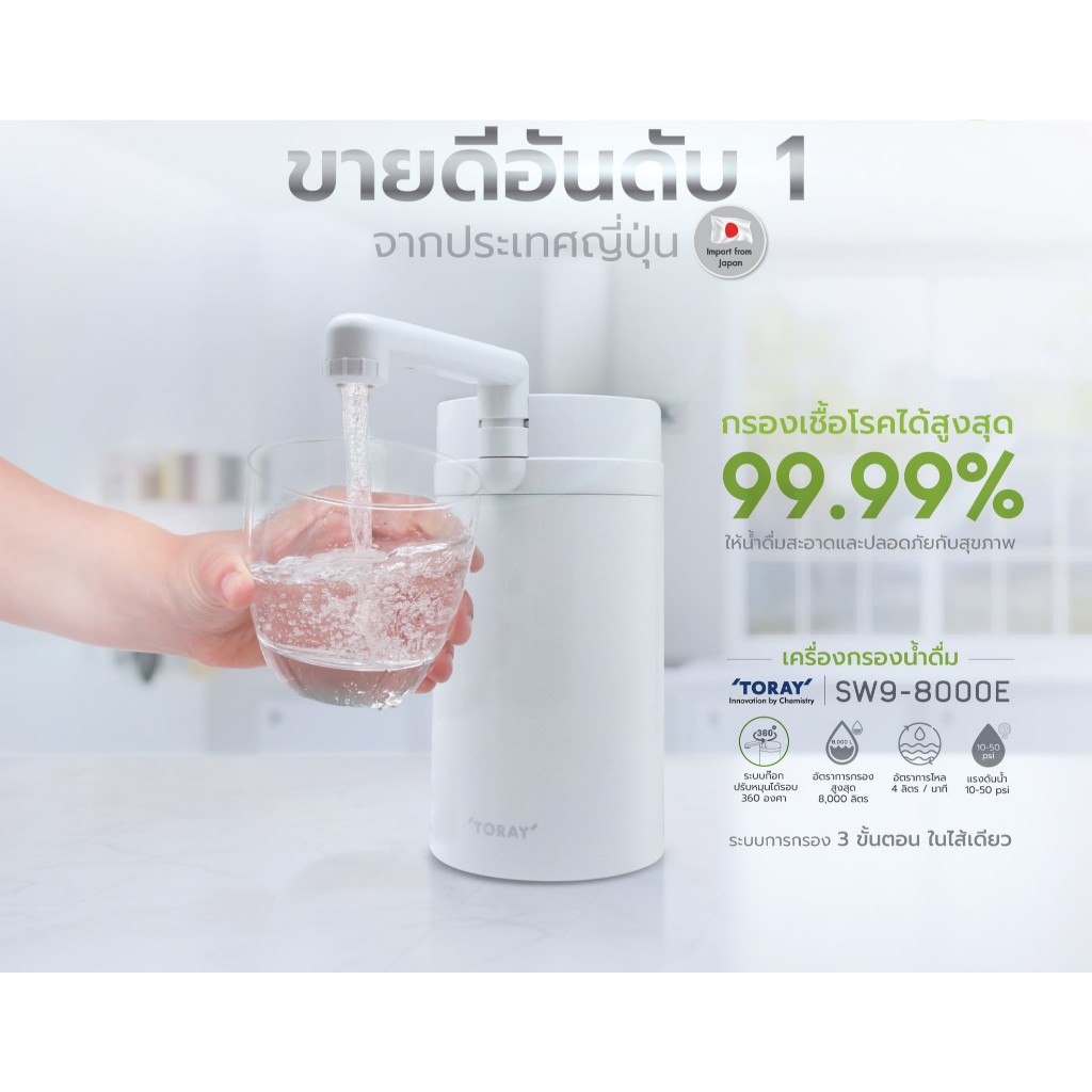 MAZUMA   TORAY เครื่องกรองน้ำ รุ่น TORAY VINO SW9-8000E (COUNTER TOP) สีขาว