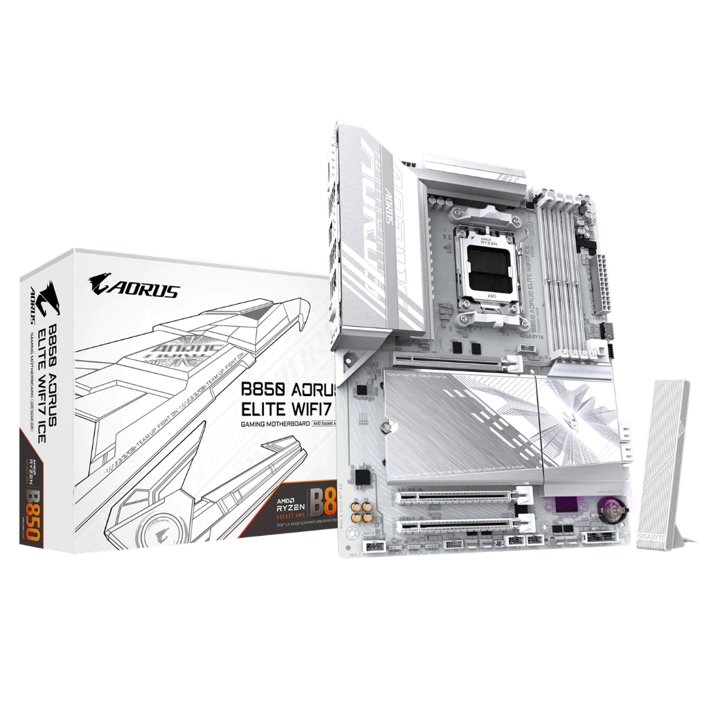 MAINBOARD (เมนบอร์ด) GIGABYTE B850 AORUS ELITE WIFI7 ICE (AMD SOCKET AM5 DDR5 ATX) WHITE