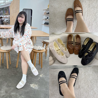 รองเท้าคัทชูไซส์ใหญ่ 41-45 แมรี่เจนไซส์ใหญ่ ยางยืดคู่ หน้าโบ…