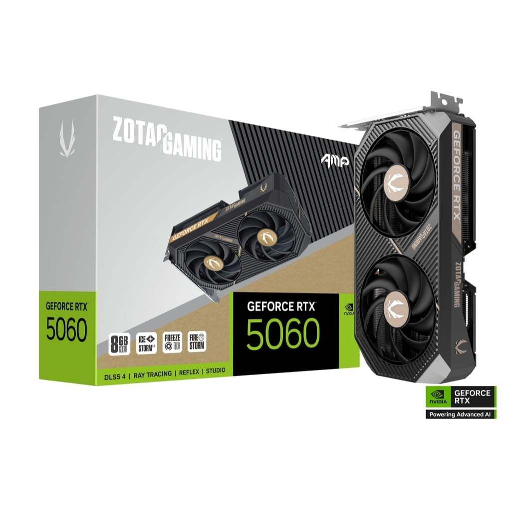 VGA(การ์ดจอ) ZOTAC GAMING GeForce RTX 5060 AMP 8GB GDDR7 (ZT-B50600F-10M)