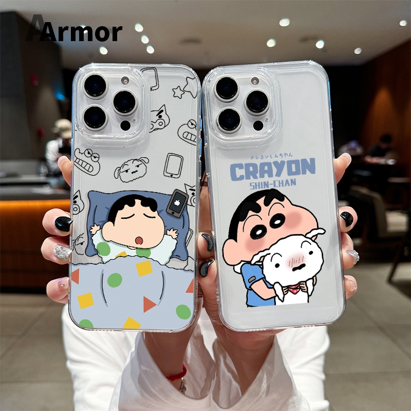 นิ่มกันกระแทก TPU เคสไอโฟน เคสโทรศัพท์ iPhone 11 12 13 14 15 Pro Max XR XS X 7 8P เครยอนชินจัง