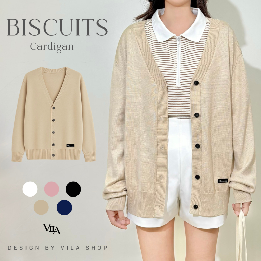 VILA | BISCUITS CARDIGAN VL102 เสื้อคลุมไหมพรมกระดุมหน้า ผ้าไม่เป็นขน