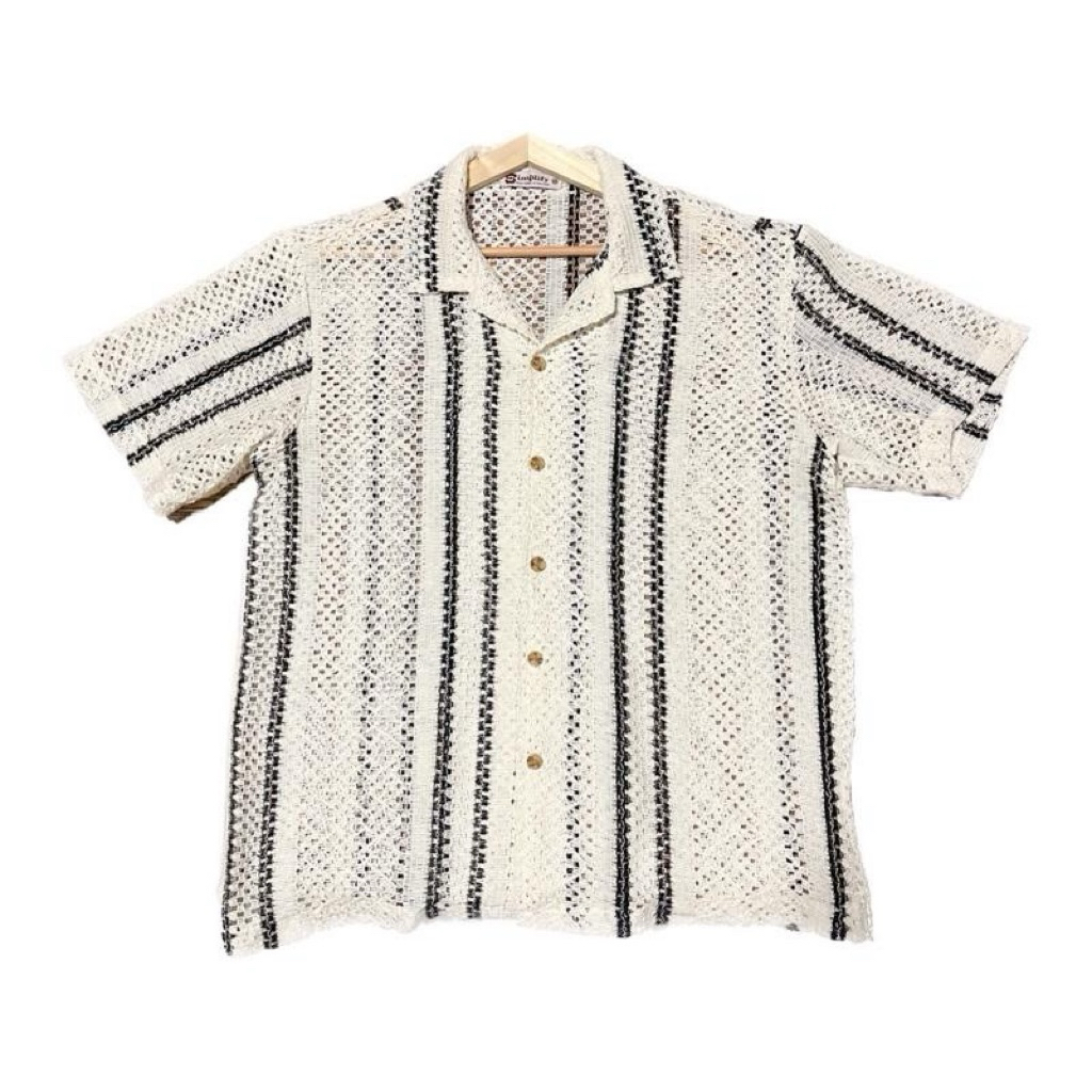 Knit hawaii • เสื้อถัก ตาข่ายใหญ่ลายเส้นสีดำ