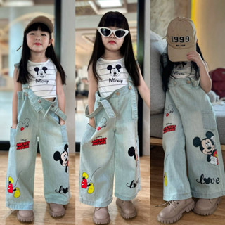 ชุดเซท 2 ชิ้น เอี๊ยมยีนส์+เสื้อตัวใน ลายมิกกี้  ยีนส์แท้เลยน…