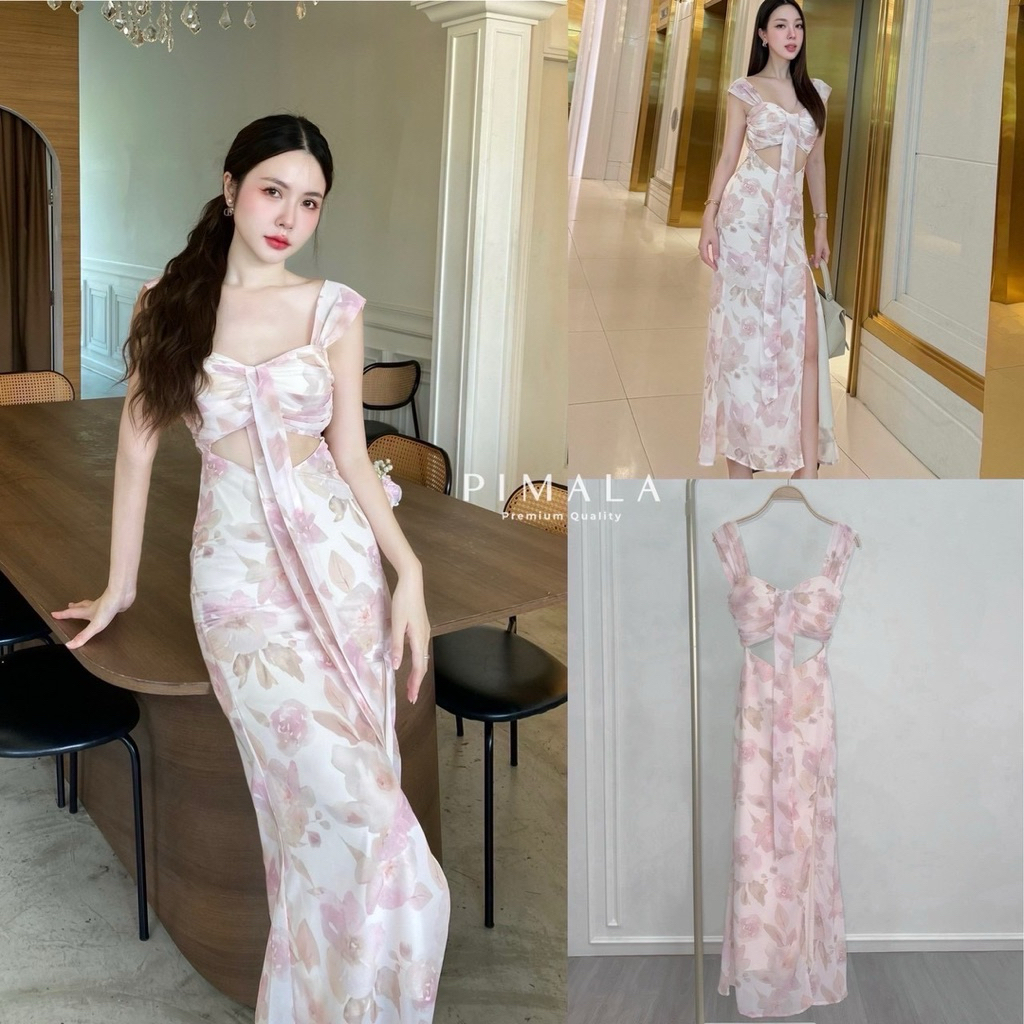 Pimala Brand เดรสยาวที่สวยหวานละมุนที่สุดเลยค้า ลายนี้ใส่สวยขับผิวใสเลยค้า
