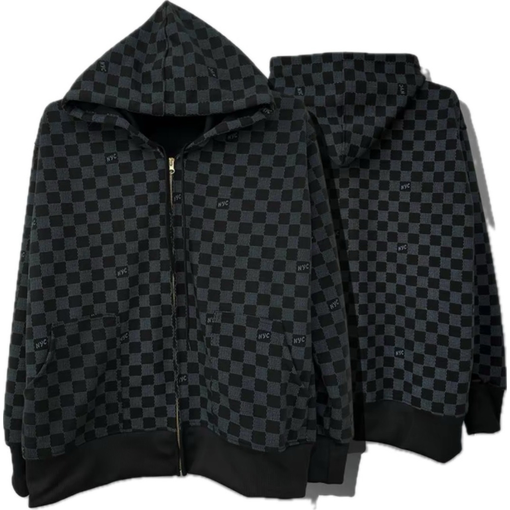 เสื้อแขนยาวNew York พิมพ์ลายหมากรุก เนื้อผ้าคอตตอลใหม่