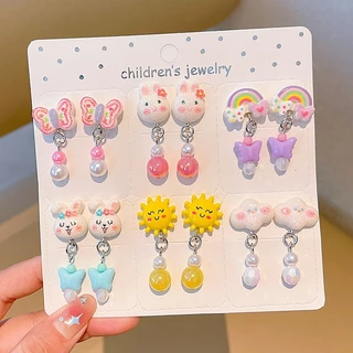 ต่างหูแบบหนีบ⭐🌈 ลายแฟนซี ต่างหูเด็ก ไม่ต้องเจาะรู