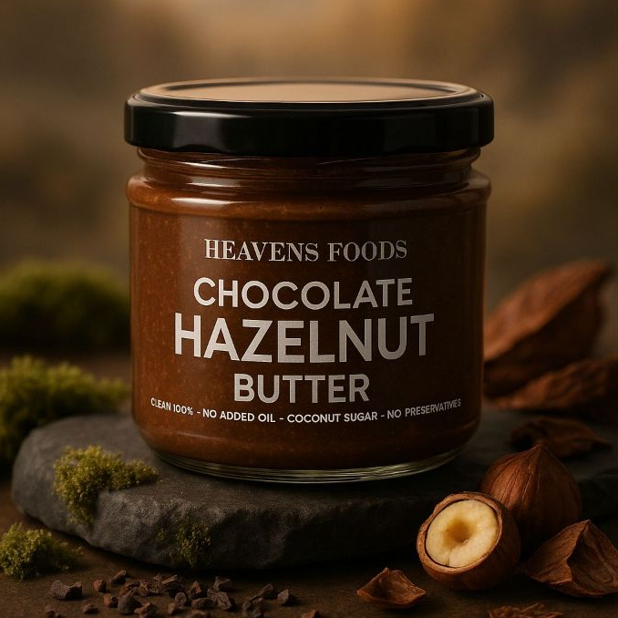 เนยถั่วเฮเซลนัทช็อคโกแล็ตคลีน 100%  Hazelnut Chocolate spread Clean 100% | HEAVENSFOODS