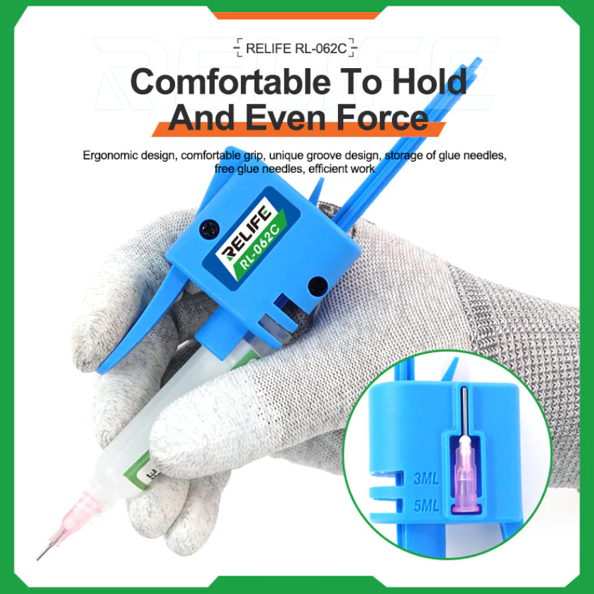 ปืนยิงกาวแบบใช้มือ RELIFE RL-062 มีทั้งหมด 4 รุ่นย่อย ได้แก่ RL-062A, RL-062B, RL-062C และ RL-062D