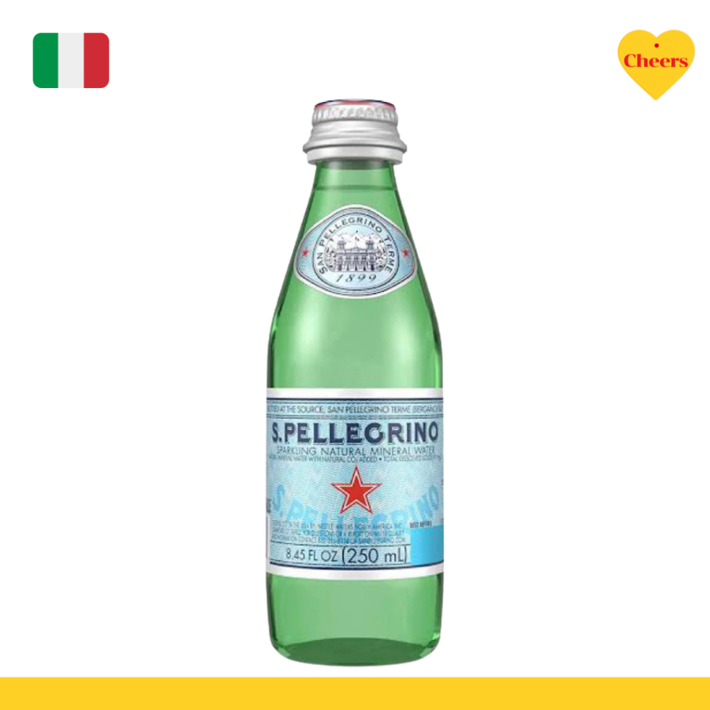 ซานเพลลีกรีโน น้ำเเร่โซดา ขวดเเก้ว 1 ลิตร - San Pellegrino Sparkling Mineral Water Glass bottle 1L