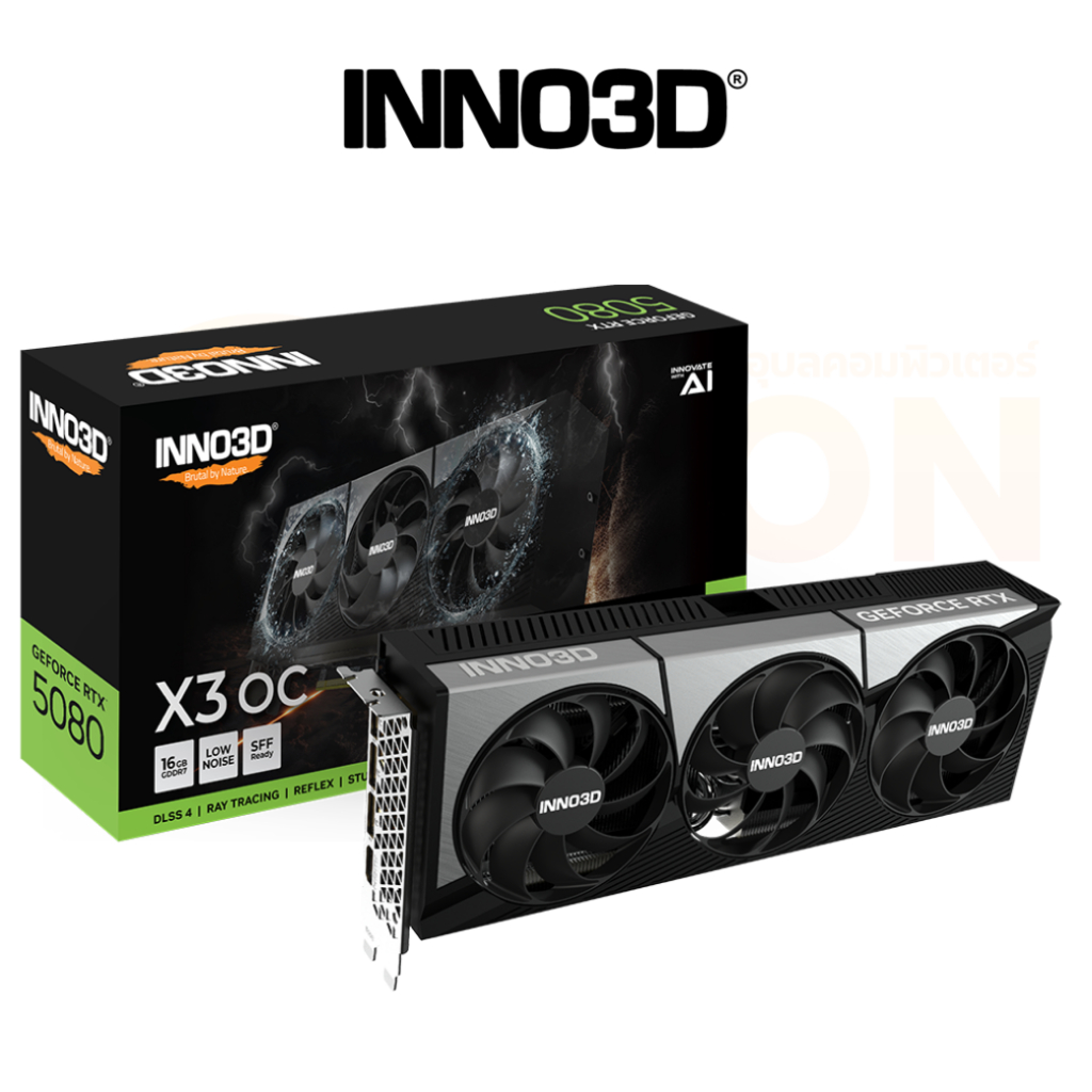 VGA การ์ดจอ INNO3D GEFORCE RTX 5080 X3 OC 16GB GDDR7 ประกันศูนย์ 3 ปี