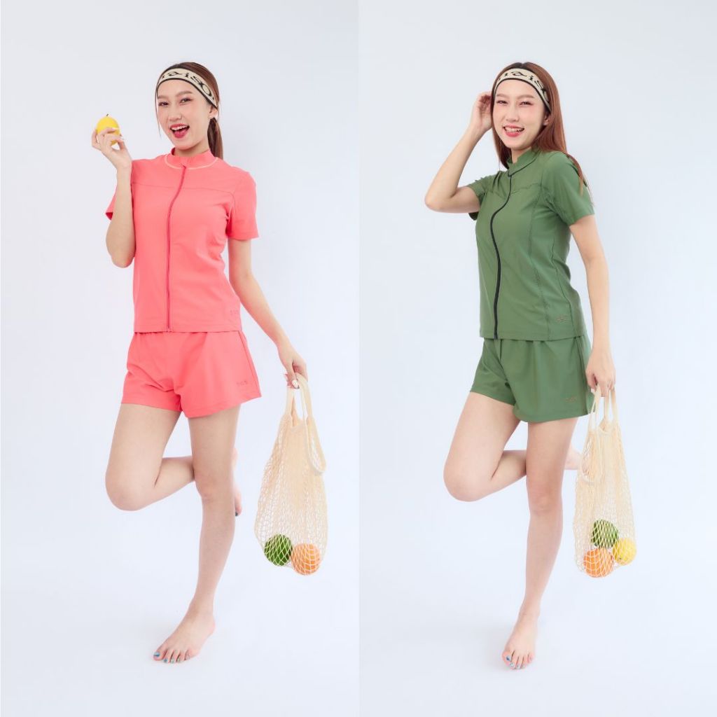 New!! ชุดว่ายน้ำผู้หญิงแขนสั้น +กางเกงขาสั้น ผ้ายืดหยุ่นได้ดี ใส่สบาย | SBS SWIMWEAR | S-2913