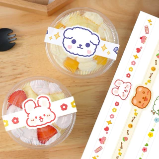 สติ๊กเกอร์ติดกล่องเค้ก สติ๊กเกอร์คาดกล่องขนาด24*1.5cm (50ดวง/แพค )