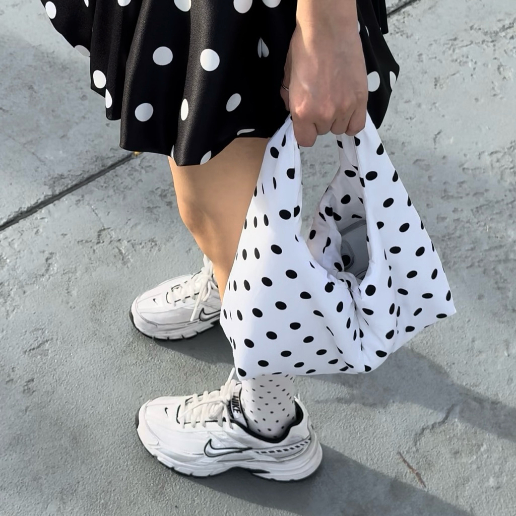 Himawari Baggu Cloudy Polka Dot Mini Butter Bag (Cotton)