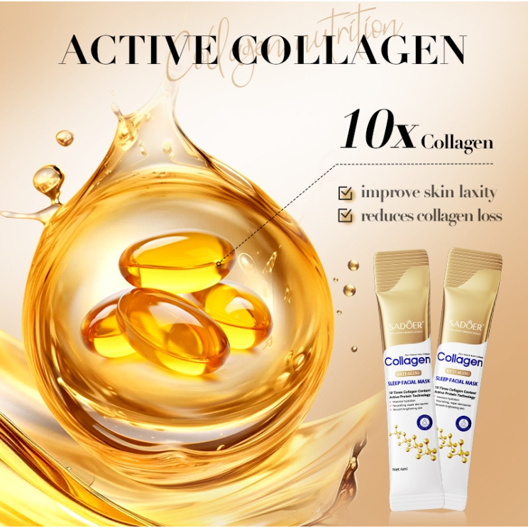 ( มีส่งด่วน ) SADOER Collagen Sleeping Facial Mask มาส์กหน้าเพื่อการนอนหลับ สลีปปิ้งมาส์กคอลลาเจน 1 กล่อง 20 ซอง ราคา ถูกที่สุด ดีลบีเคเค แกลเลอรีภาพที่ 2